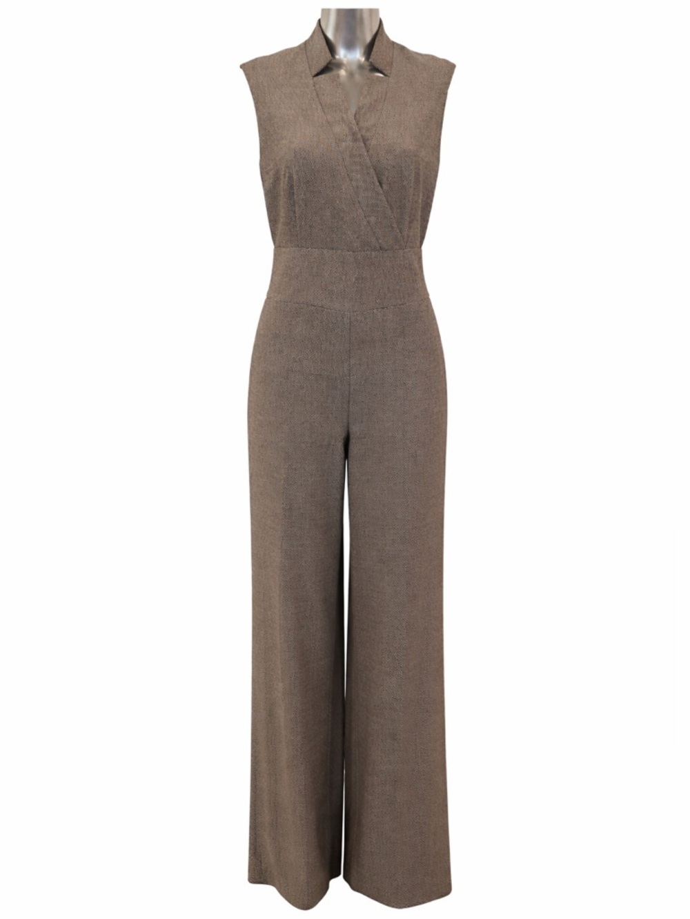 Le Chateau Sleeveless Jumpsuit Wide Leg Taupe Brown Small